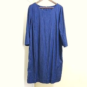 Chambray Midi Dress w Bell Sleeves - Sz 16W